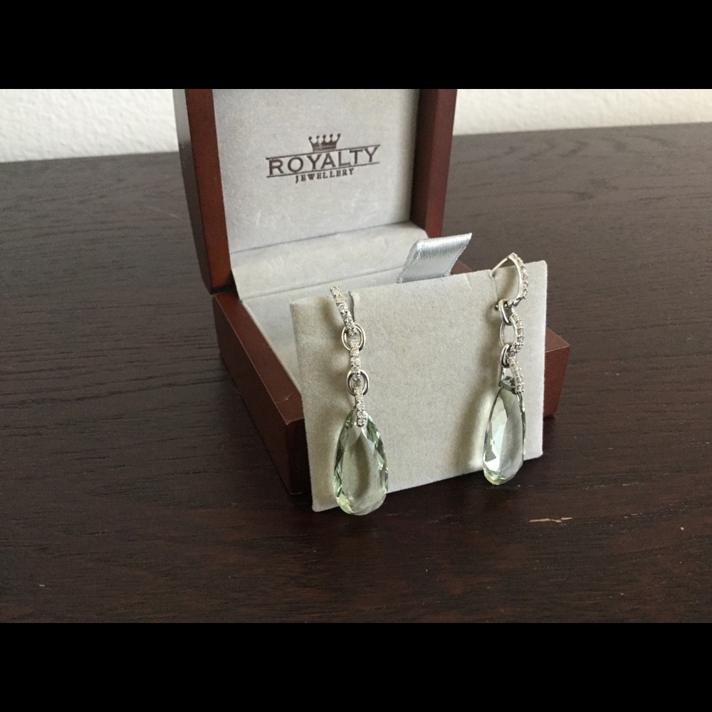 NEW 14K White Gold Royalty Jewelry 2 in 1 Earrings